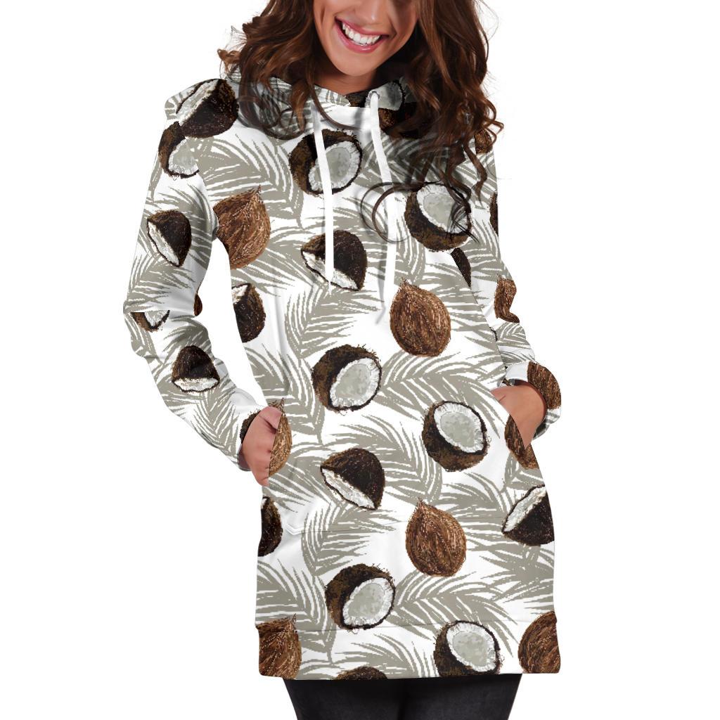 Coconut Pattern Print Design CN03 Women Hoodie Dress