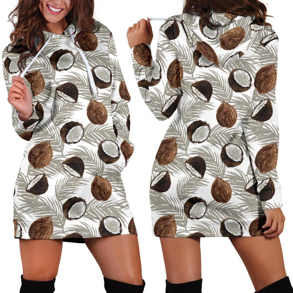 Coconut Pattern Print Design CN03 Women Hoodie Dress
