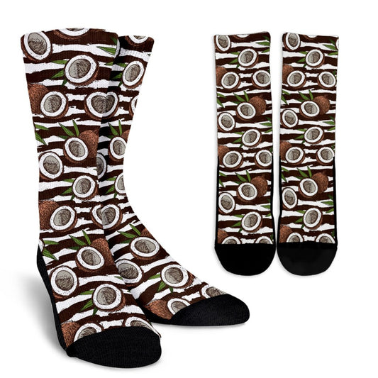 Coconut Pattern Print Design CN04 Crew Socks-JORJUNE.COM