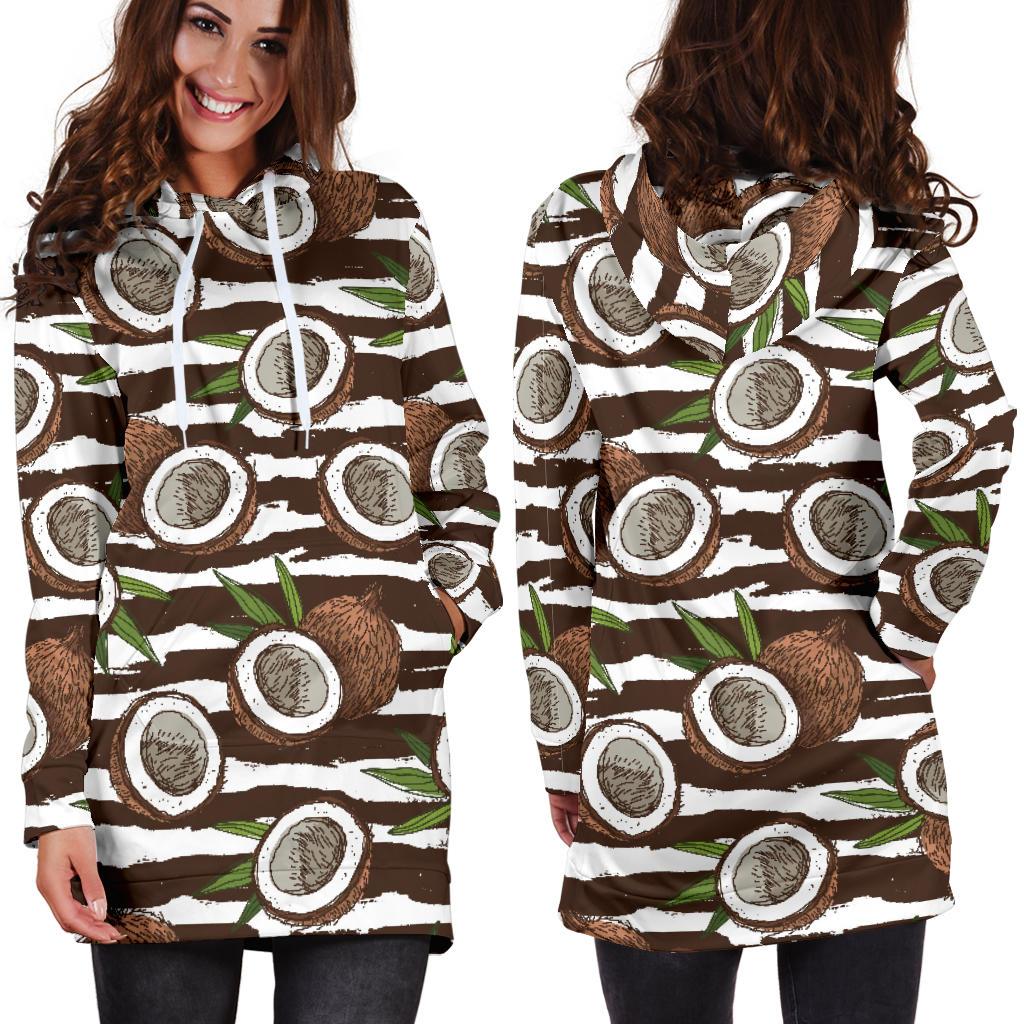 Coconut Pattern Print Design CN04 Women Hoodie Dress
