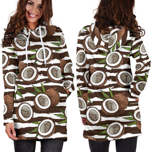 Coconut Pattern Print Design CN04 Women Hoodie Dress