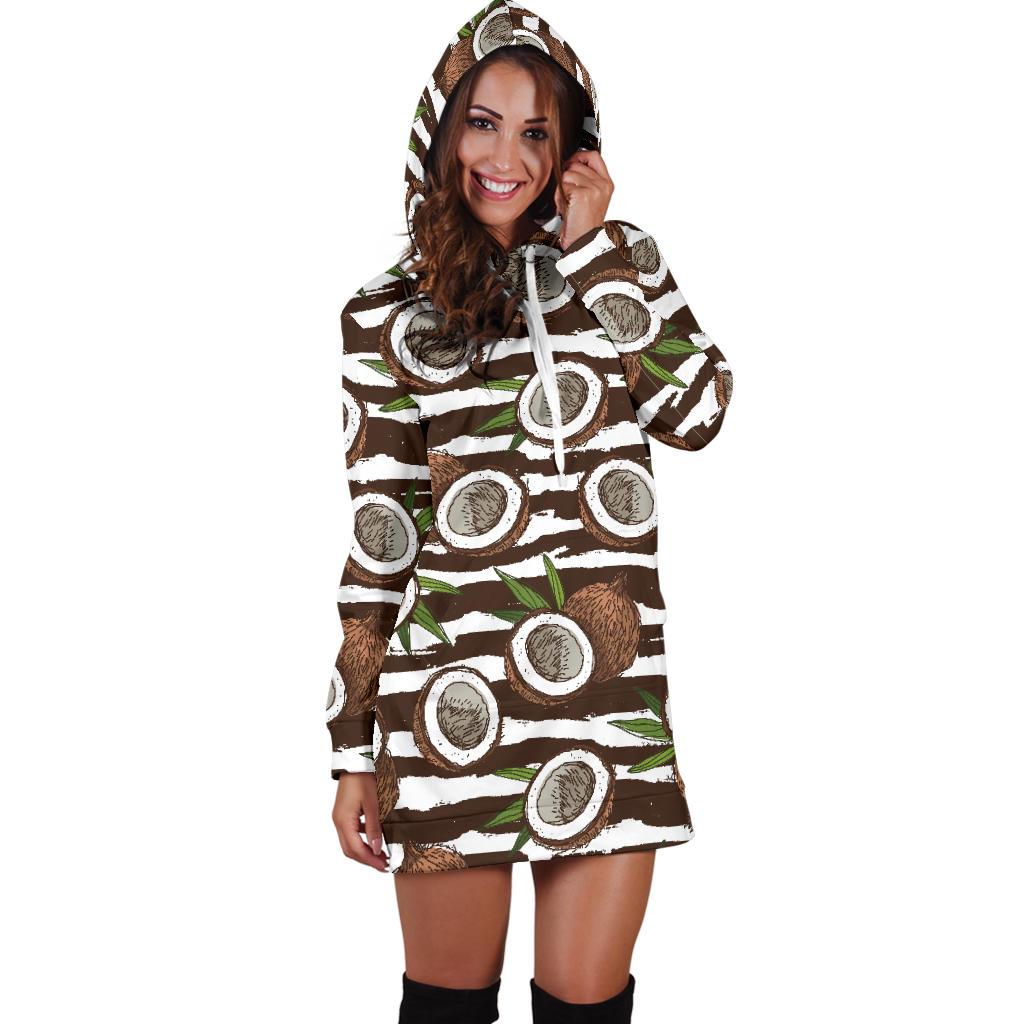 Coconut Pattern Print Design CN04 Women Hoodie Dress