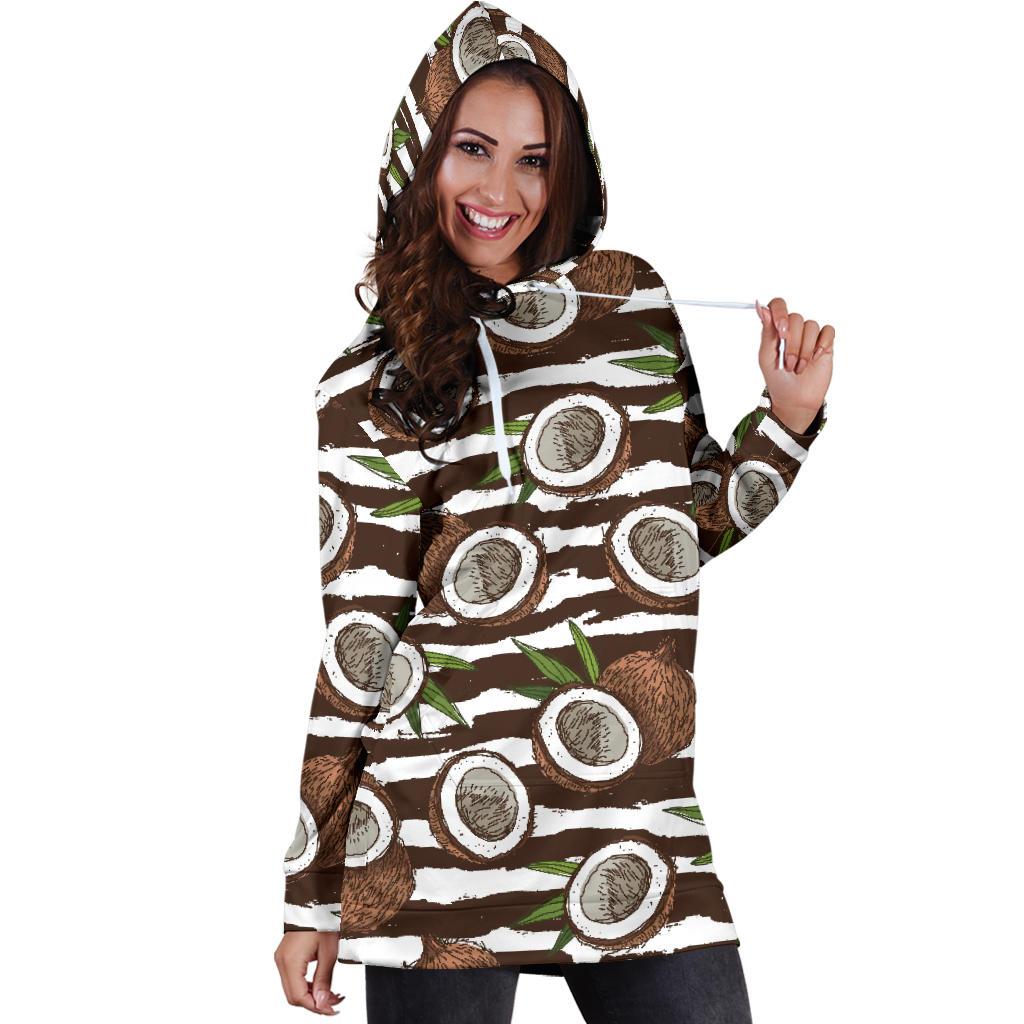 Coconut Pattern Print Design CN04 Women Hoodie Dress