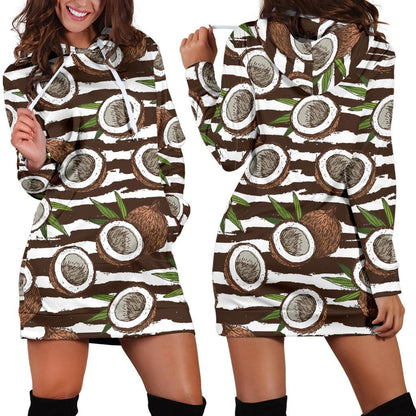 Coconut Pattern Print Design CN04 Women Hoodie Dress