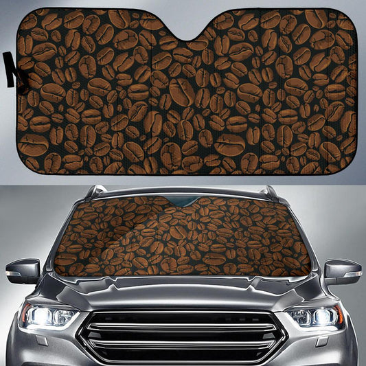 Coffee Pattern Print Design 01 Car Sun Shade-JORJUNE.COM
