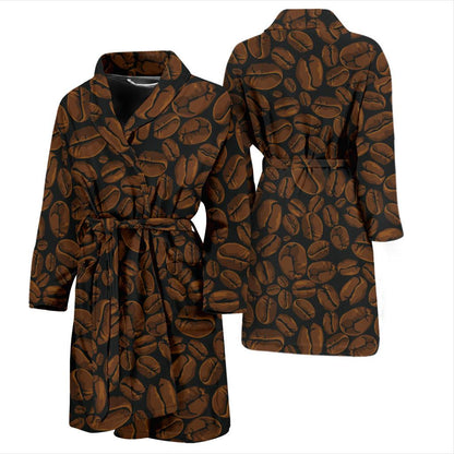 Coffee Pattern Print Design 01 Men Bathrobe-JORJUNE.COM