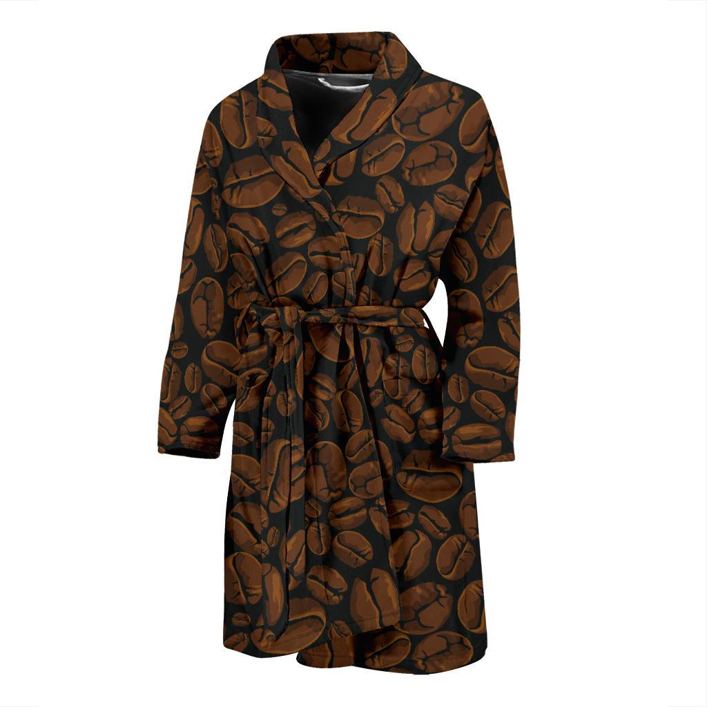 Coffee Pattern Print Design 01 Men Bathrobe-JORJUNE.COM