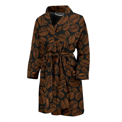 Coffee Pattern Print Design 01 Men Bathrobe-JORJUNE.COM