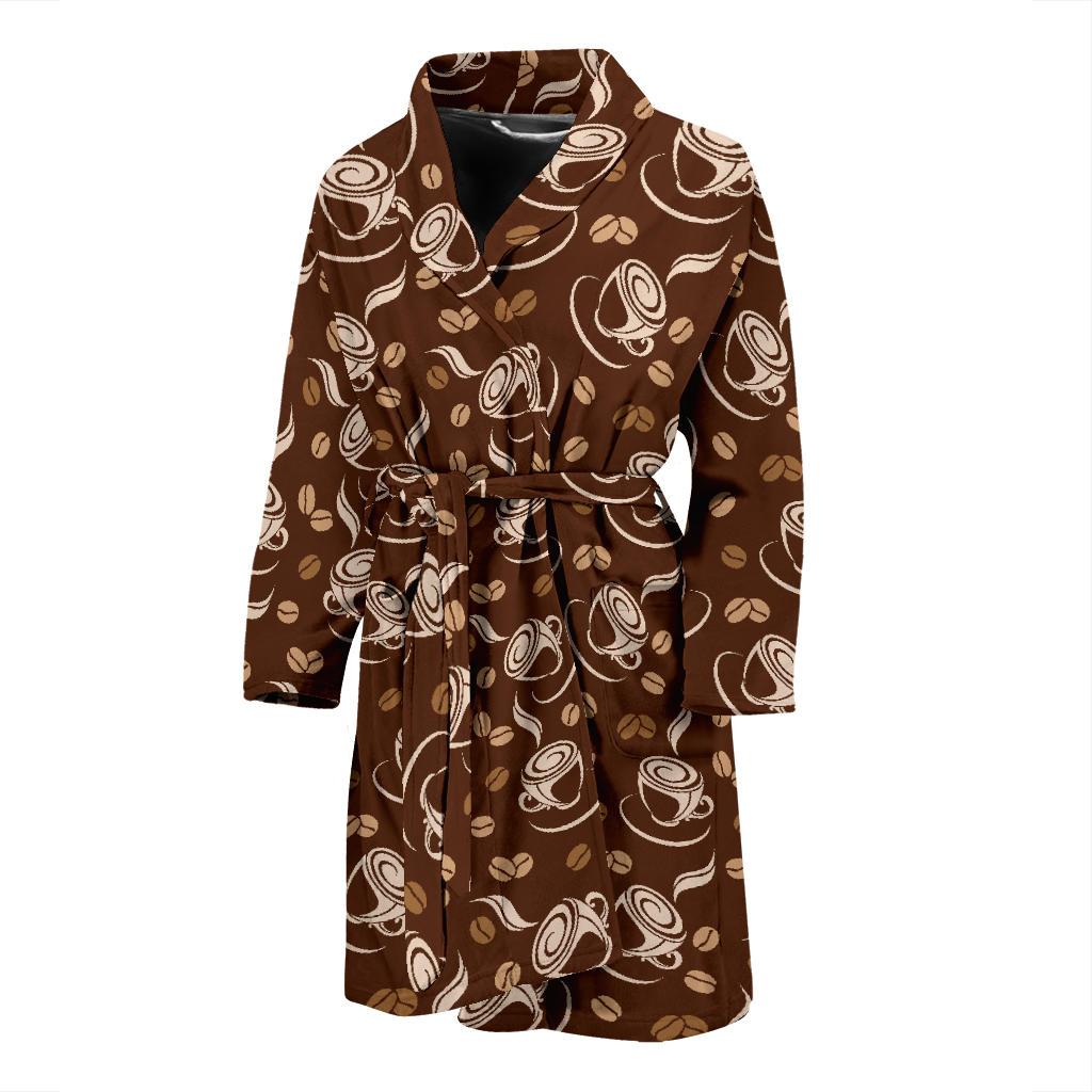 Coffee Pattern Print Design 03 Men Bathrobe-JORJUNE.COM