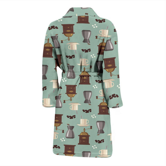 Coffee Pattern Print Design 04 Men Bathrobe-JORJUNE.COM