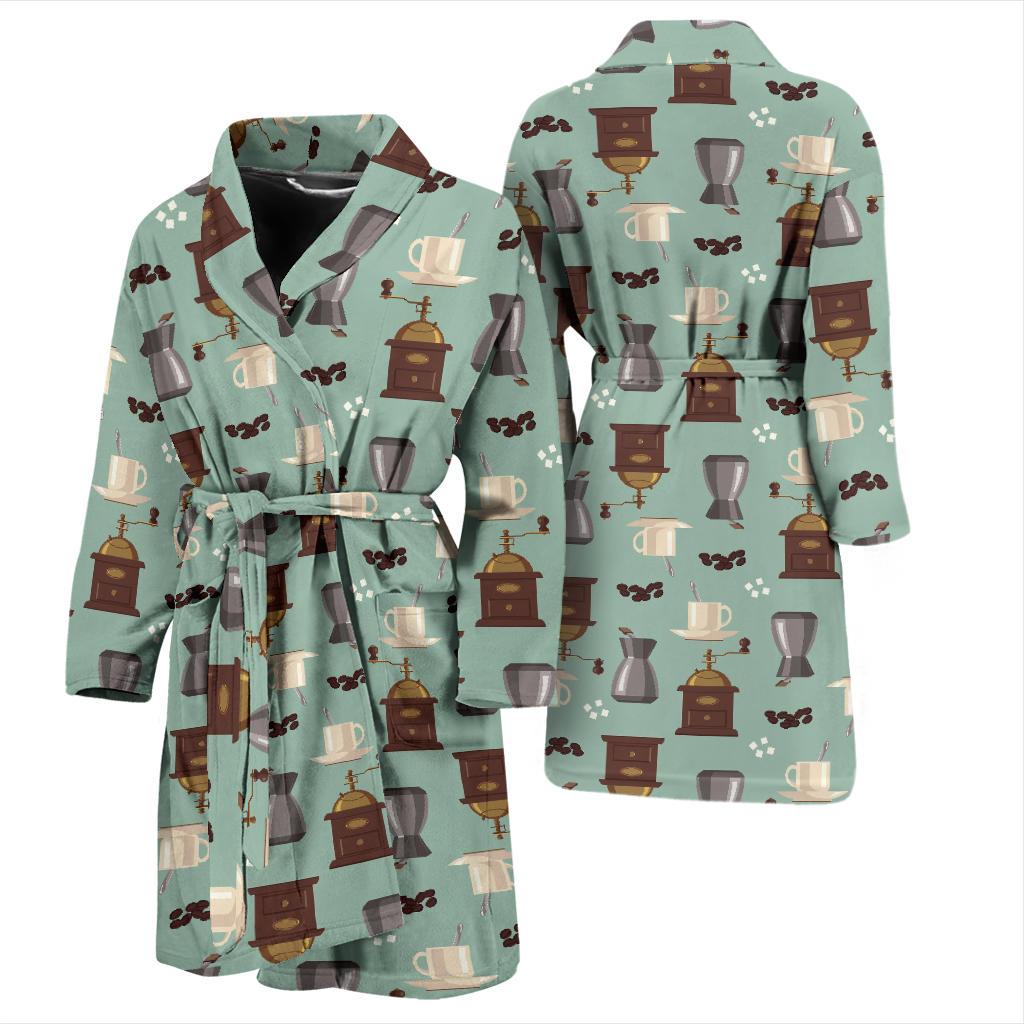 Coffee Pattern Print Design 04 Men Bathrobe-JORJUNE.COM
