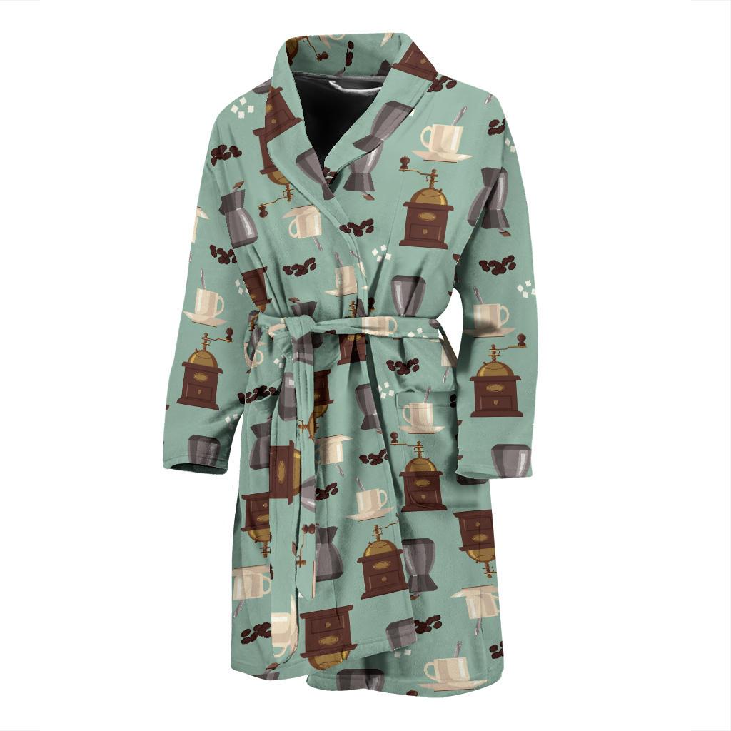 Coffee Pattern Print Design 04 Men Bathrobe-JORJUNE.COM