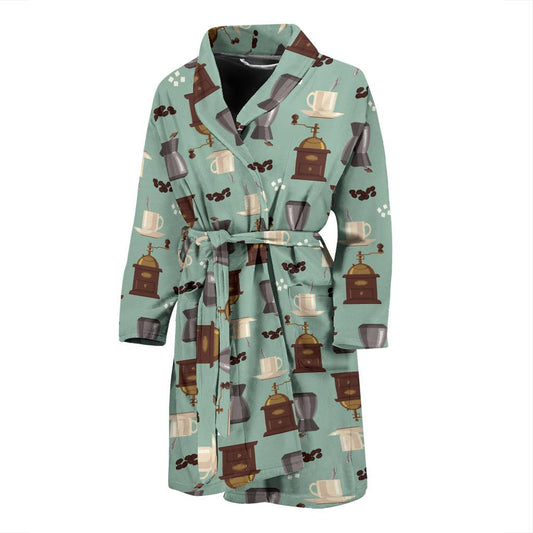 Coffee Pattern Print Design 04 Men Bathrobe-JORJUNE.COM