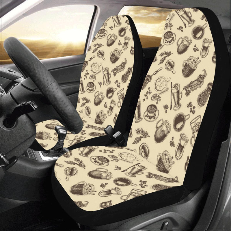 Coffee Pattern Print Design 05 Car Seat Covers (Set of 2)-JORJUNE.COM