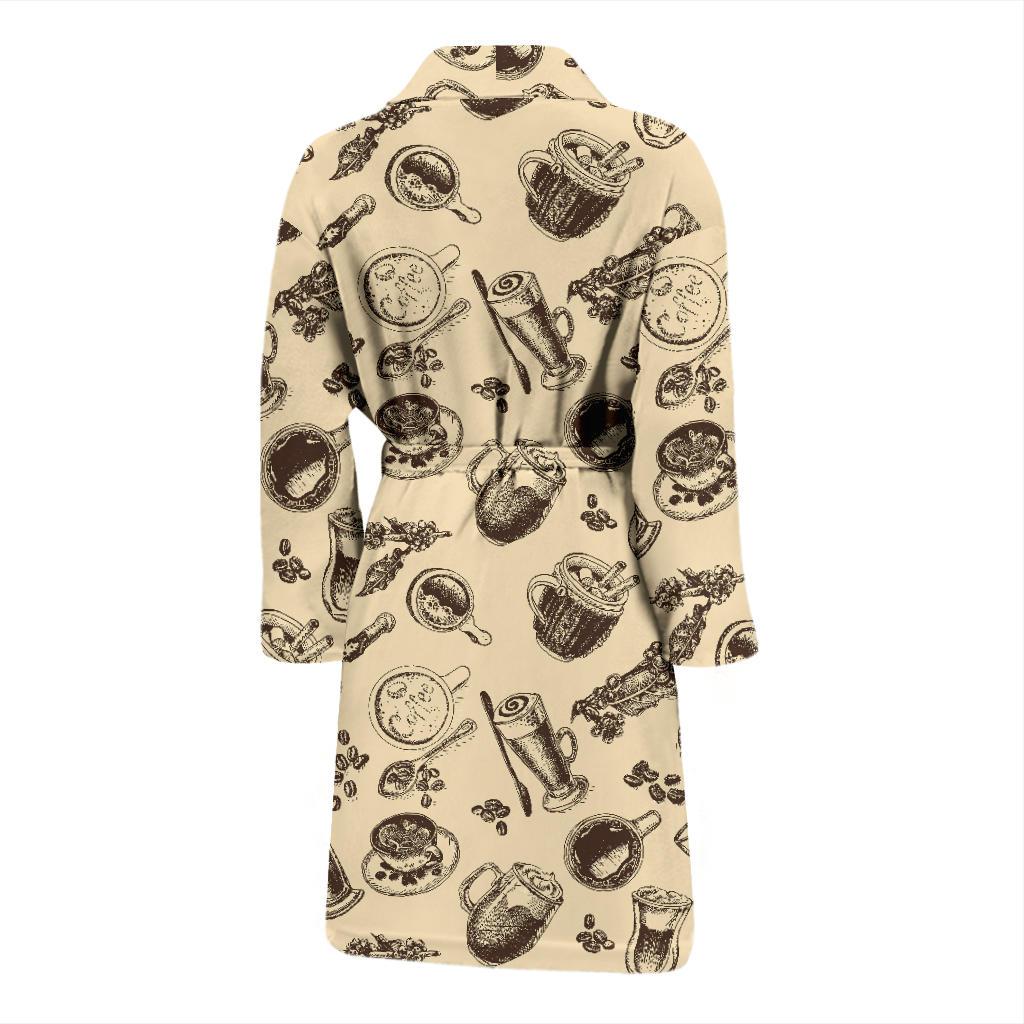 Coffee Pattern Print Design 05 Men Bathrobe-JORJUNE.COM