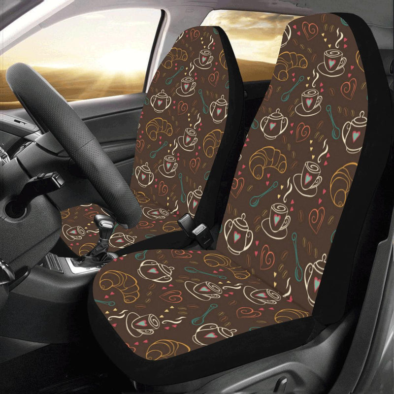 Coffee Pattern Print Design 06 Car Seat Covers (Set of 2)-JORJUNE.COM