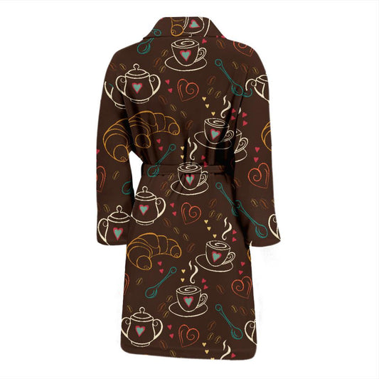 Coffee Pattern Print Design 06 Men Bathrobe-JORJUNE.COM