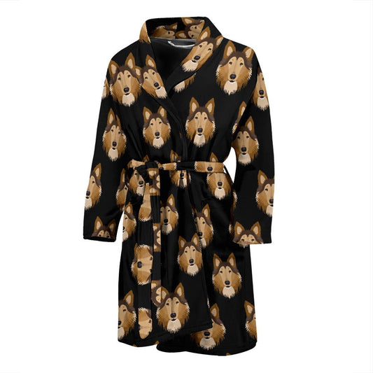 Collies Pattern Print Design 01 Men Bathrobe-JORJUNE.COM