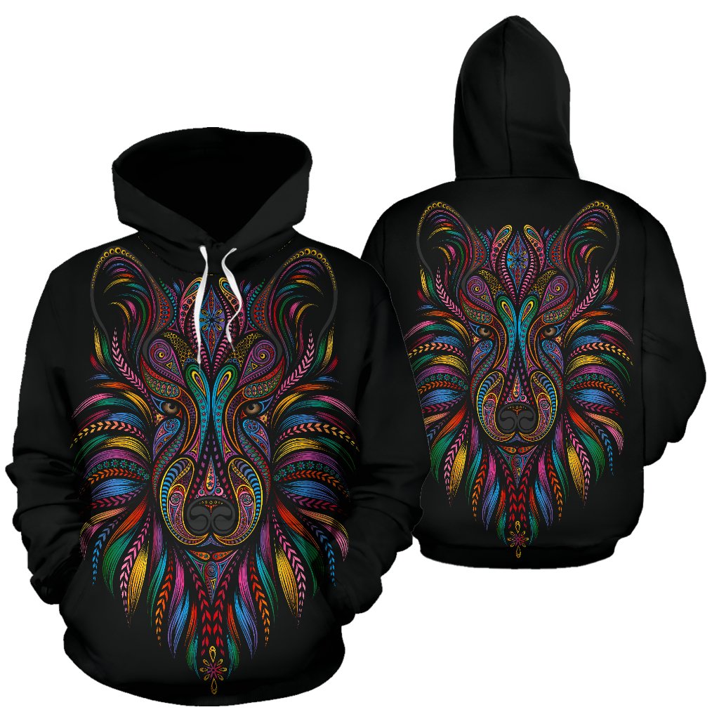 Colorful Art Wolf All Over Print Hoodie