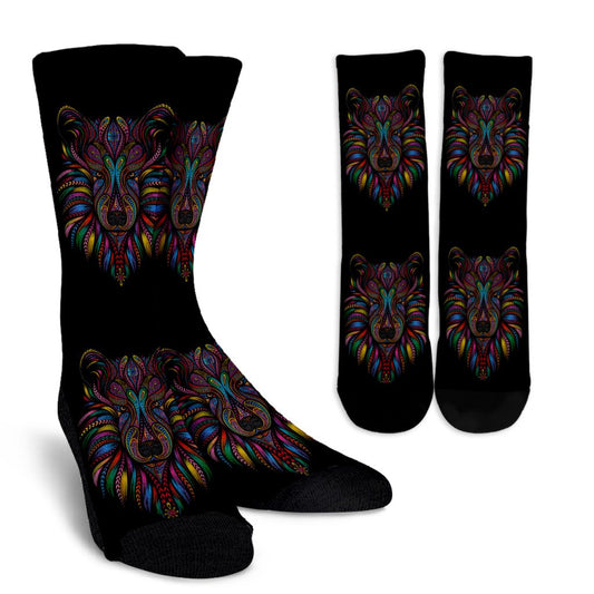Colorful Art Wolf Crew Socks
