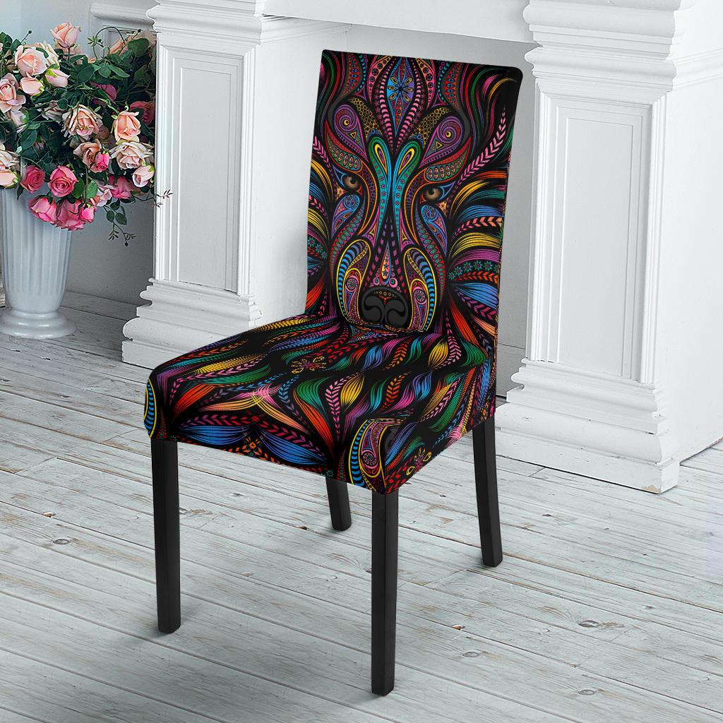 Colorful Art Wolf Dining Chair Slipcover-JORJUNE.COM