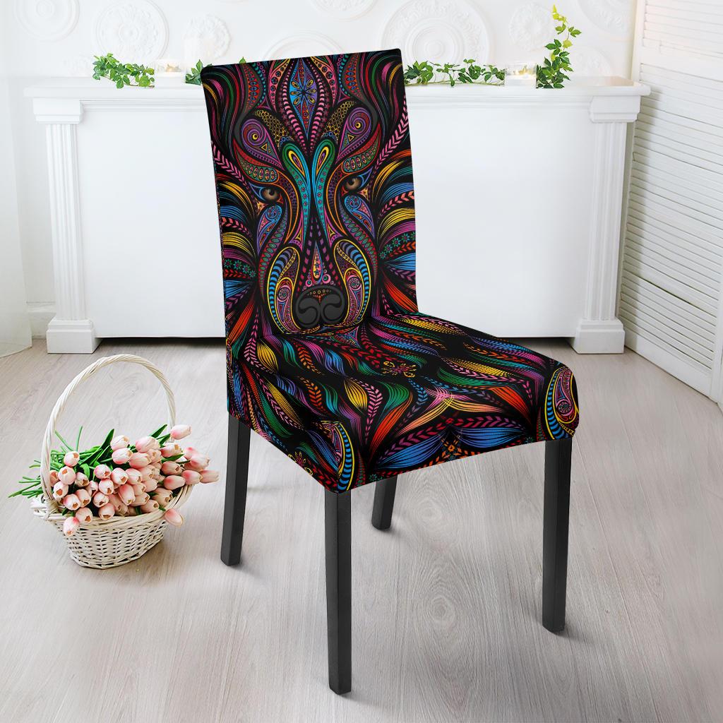 Colorful Art Wolf Dining Chair Slipcover-JORJUNE.COM
