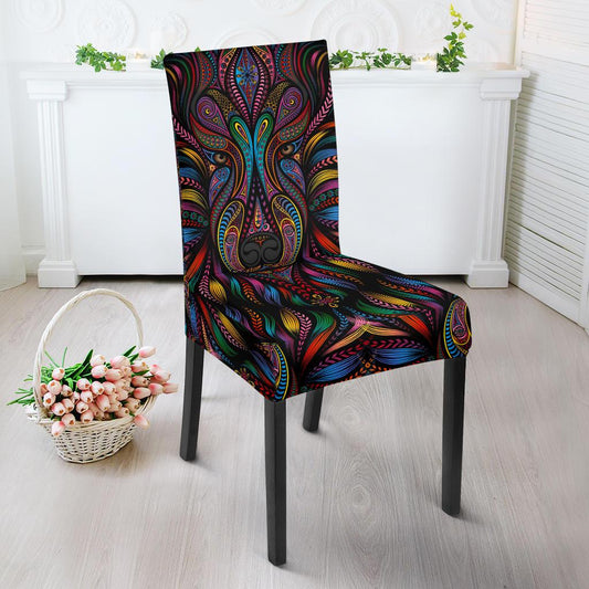 Colorful Art Wolf Dining Chair Slipcover-JORJUNE.COM