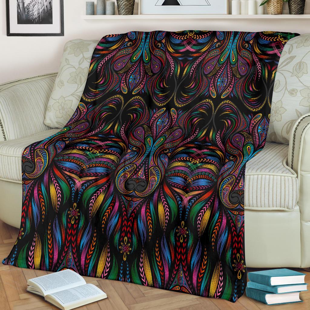 Colorful Art Wolf Fleece Blanket