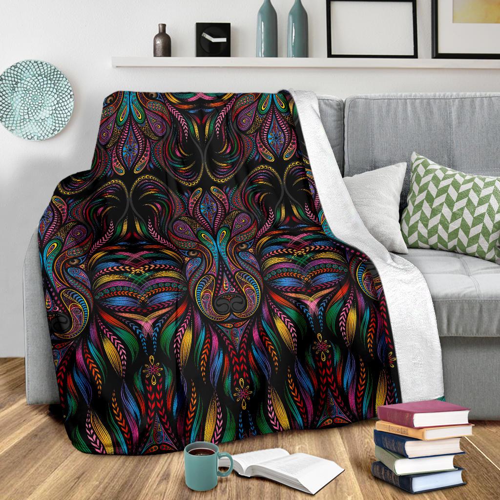 Colorful Art Wolf Fleece Blanket