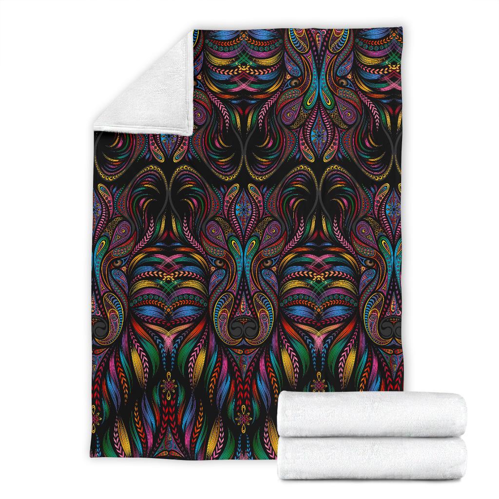 Colorful Art Wolf Fleece Blanket
