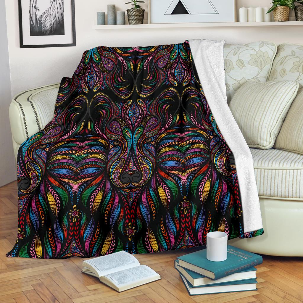 Colorful Art Wolf Fleece Blanket