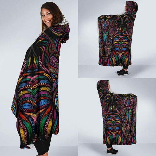 Colorful Art Wolf Hooded Blanket-JORJUNE.COM