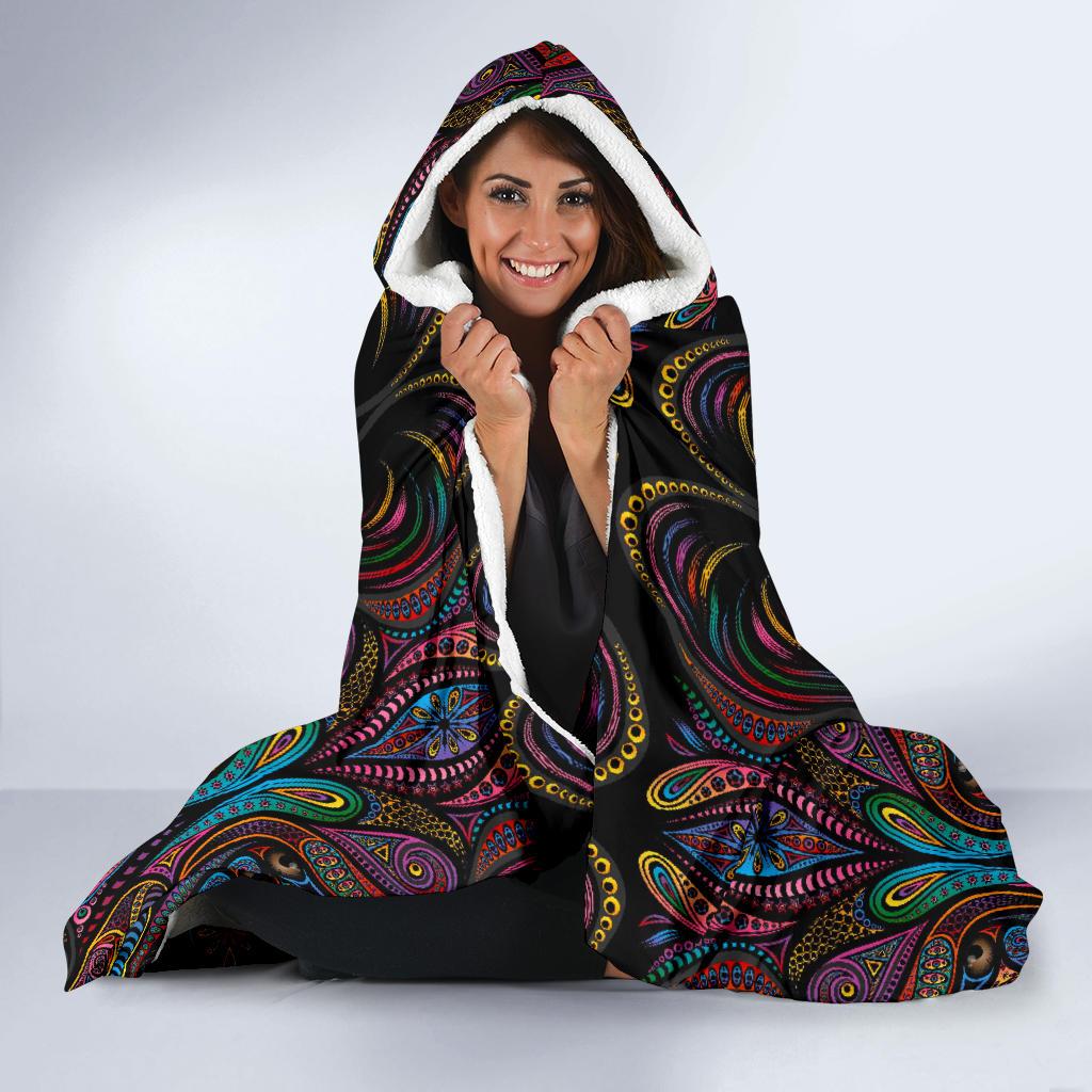 Colorful Art Wolf Hooded Blanket-JORJUNE.COM