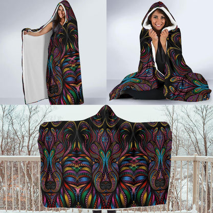 Colorful Art Wolf Hooded Blanket-JORJUNE.COM