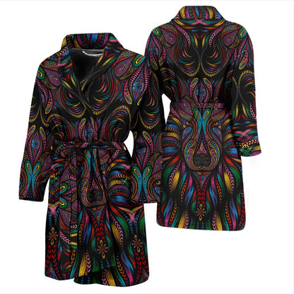 Colorful Art Wolf Men Bath Robe