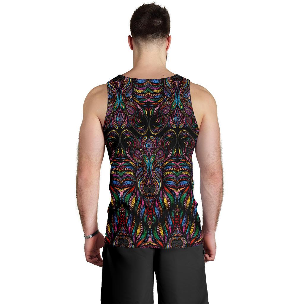 Colorful Art Wolf Men Tank Top