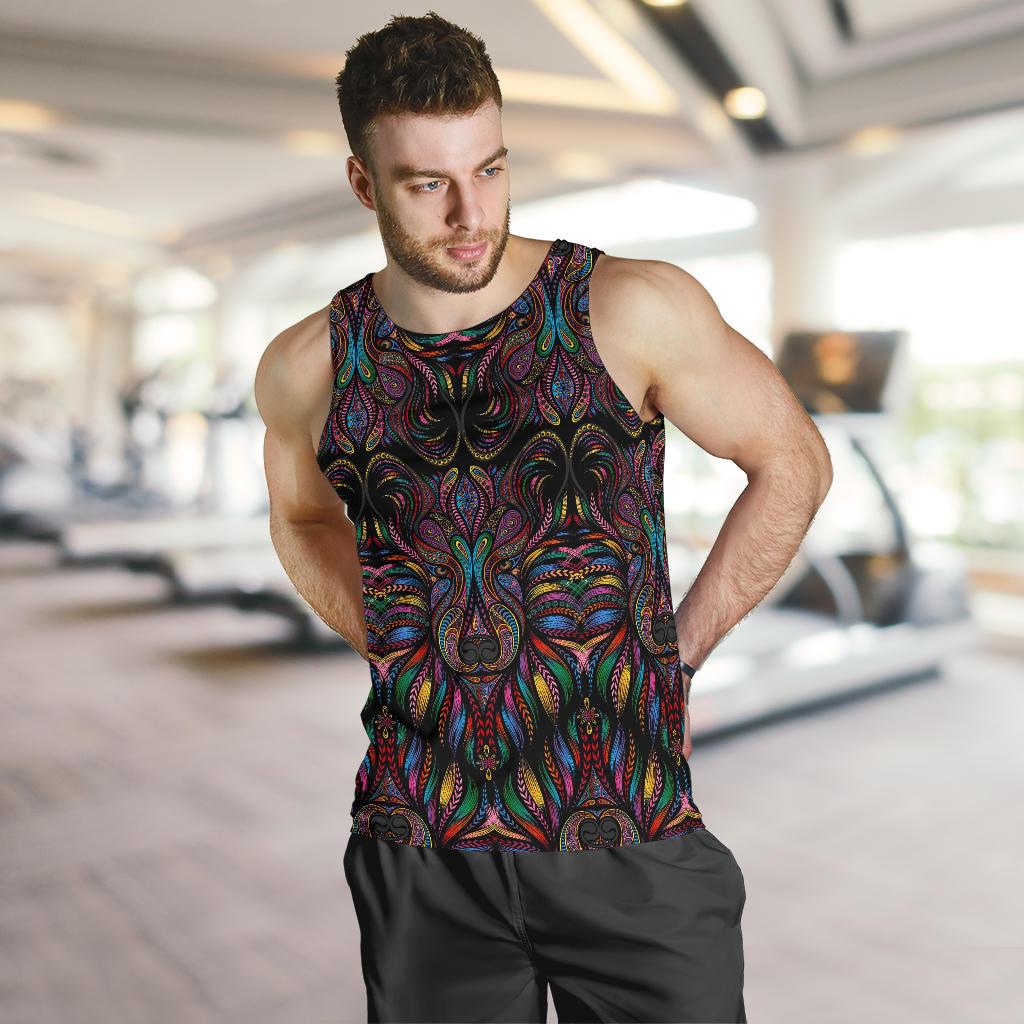 Colorful Art Wolf Men Tank Top