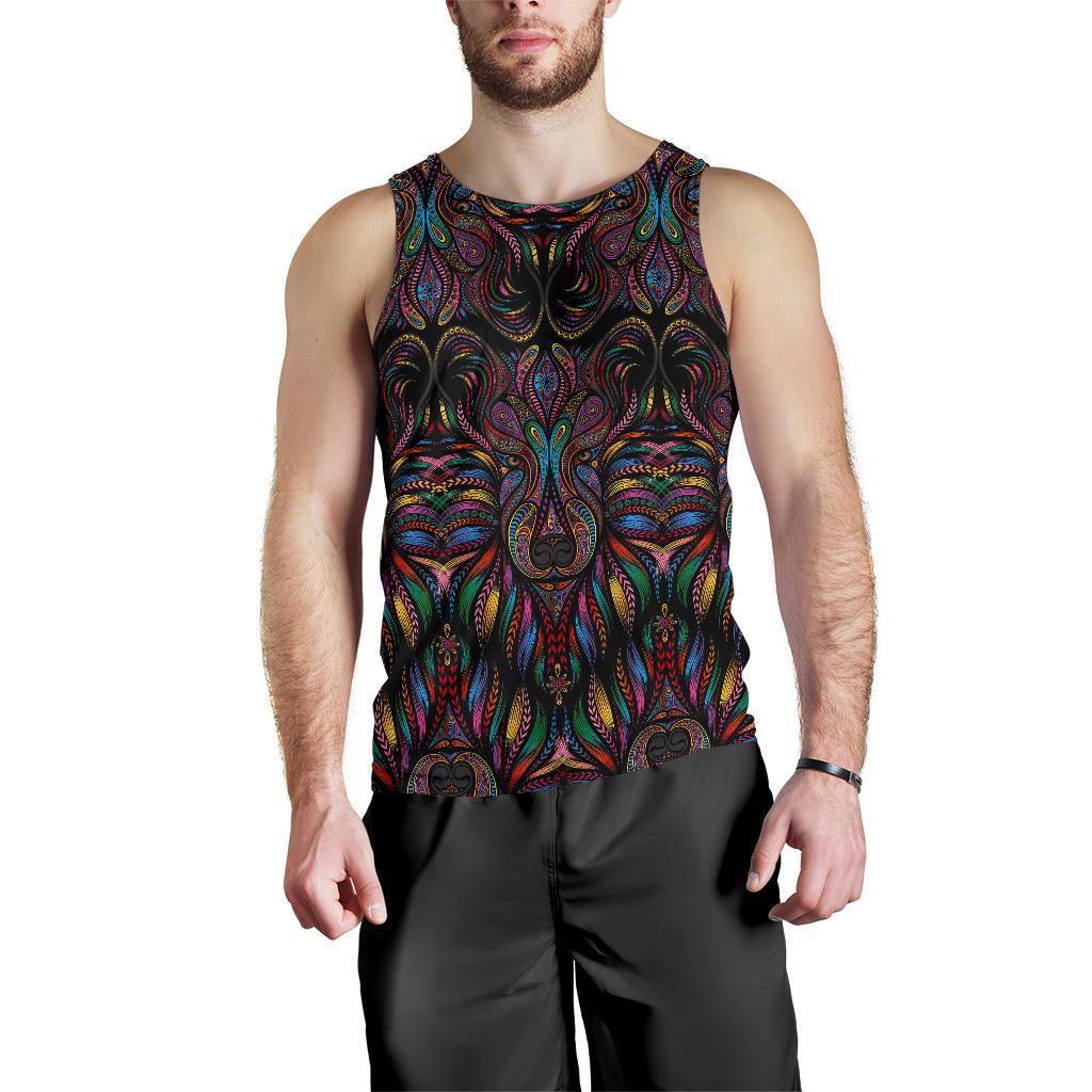 Colorful Art Wolf Men Tank Top