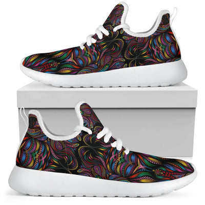Colorful Art Wolf Mesh Knit Sneakers Shoes