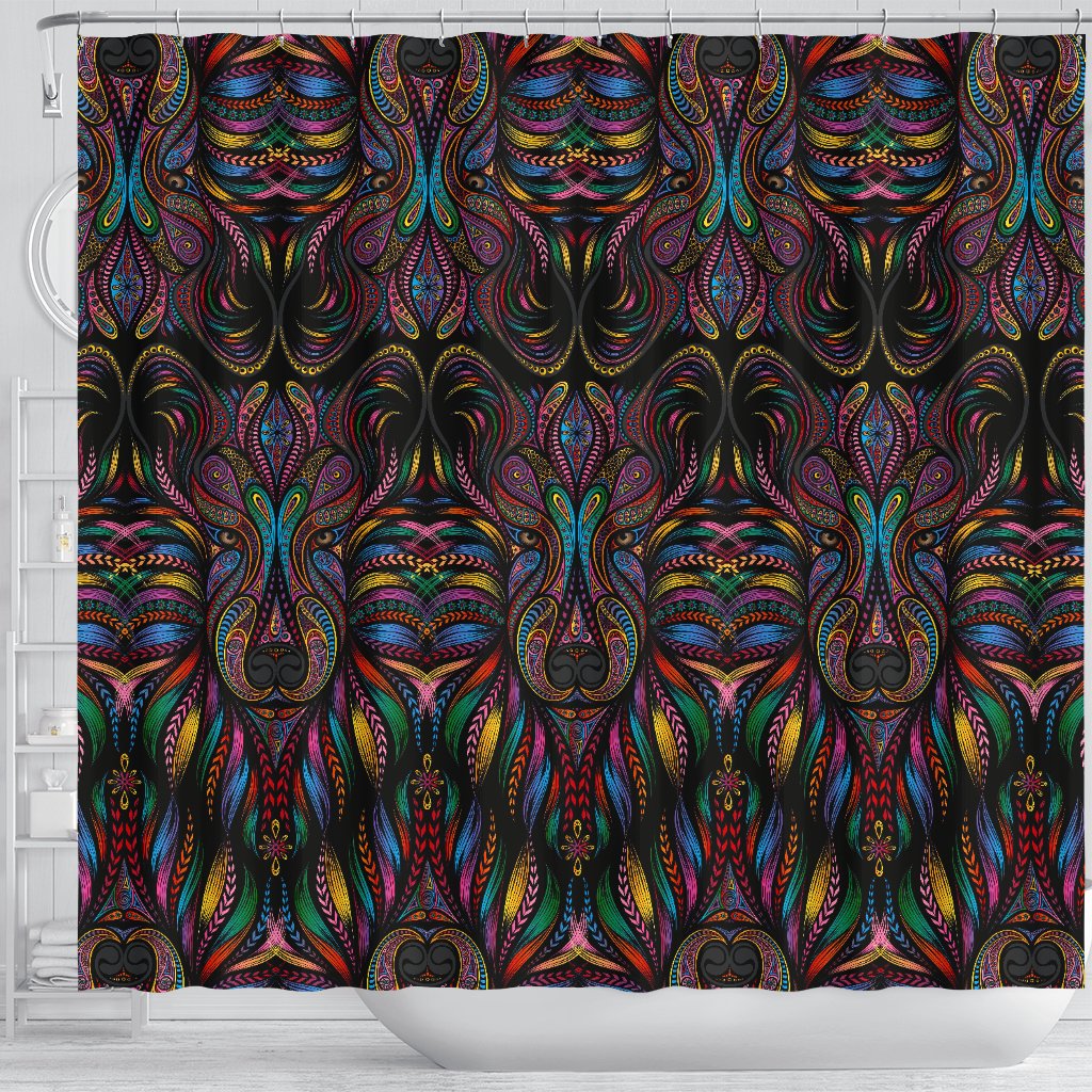 Colorful Art Wolf Shower Curtain