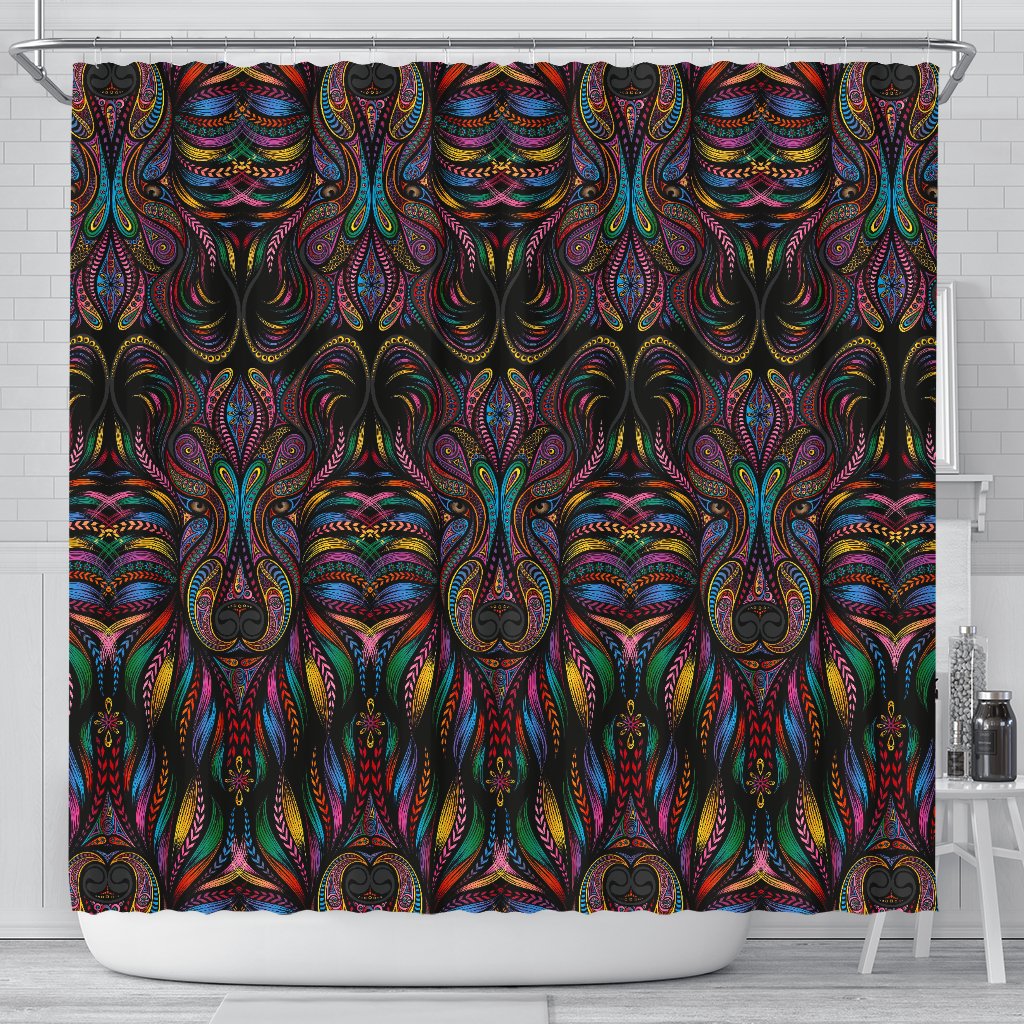 Colorful Art Wolf Shower Curtain