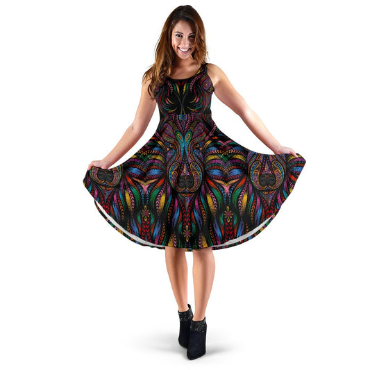 Colorful Art Wolf Sleeveless Mini Dress