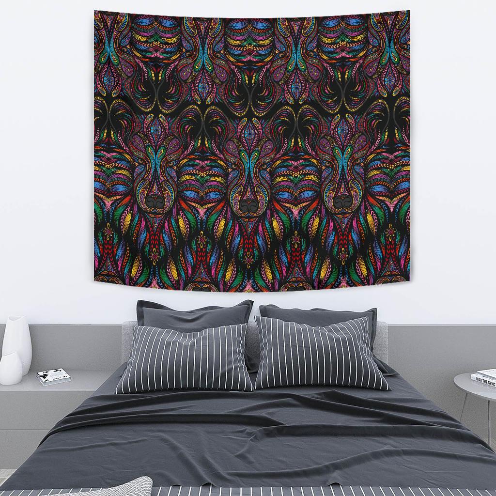 Colorful Art Wolf Tapestry