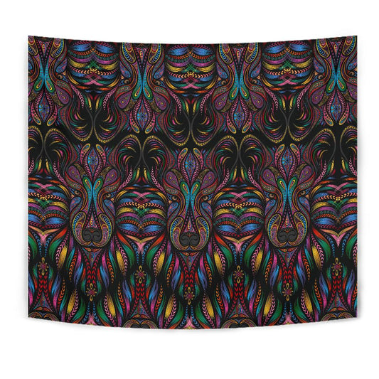 Colorful Art Wolf Tapestry