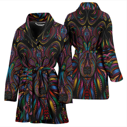 Colorful Art Wolf Women Bath Robe