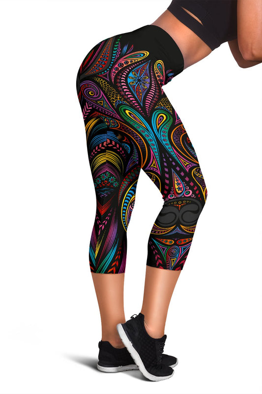 Colorful Art Wolf Women Capris