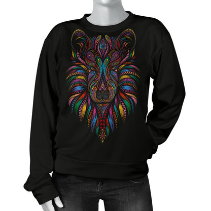 Colorful Art Wolf Women Crewneck Sweatshirt