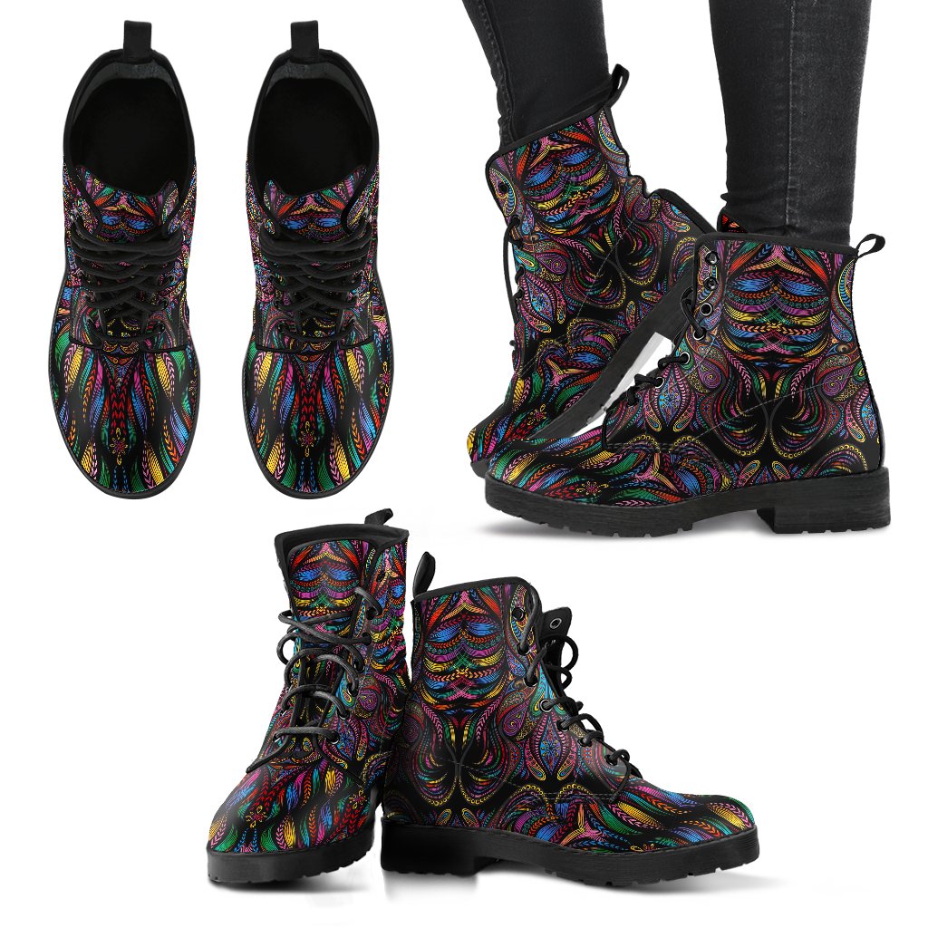 Colorful Art Wolf Women Leather Boots