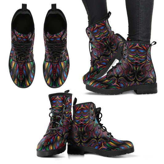 Colorful Art Wolf Women Leather Boots