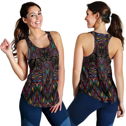 Colorful Art Wolf Women Racerback Tank Top